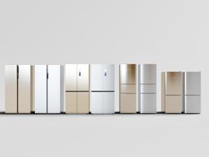 双开门银色、金色的电冰箱