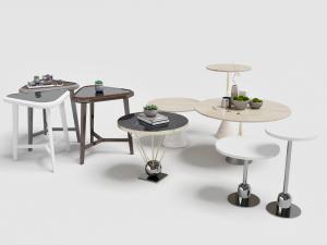 现代三角形、圆形茶几、边几3d模型 现代三角形、圆形茶几、边几
