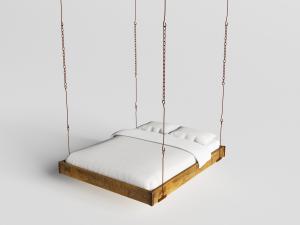现代金属链条固定悬空的双人吊床