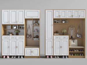 带卡座设计的玄关收纳柜鞋柜3d模型 带卡座设计的玄关收纳柜鞋柜