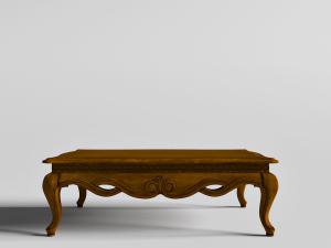 欧式实木雕刻四脚的长方形茶几3d模型 欧式实木雕刻四脚的长方形茶几