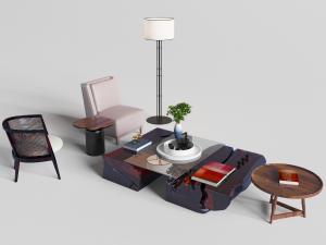 后现代异形茶几、休闲沙发椅3d模型 后现代异形茶几、休闲沙发椅