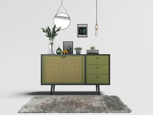 现代复古带有抽屉的小清新装饰柜、饰品摆件