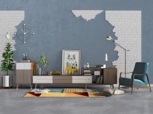 北欧精致撞色电视柜、休闲椅