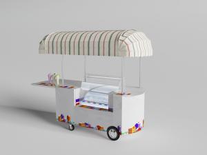 带有雨棚的冰激凌售卖车