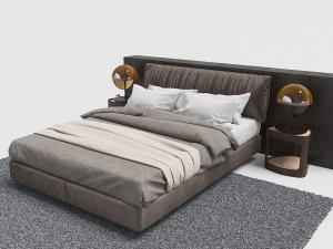 现代软包床头双人床、床头柜