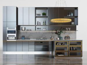 现代黑色高反射漆面整体橱柜