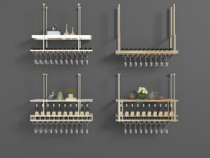 现代固定天花板的金属酒架、杯架