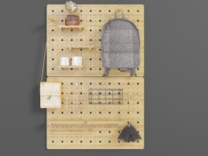 实木带有洞洞收纳的收纳架