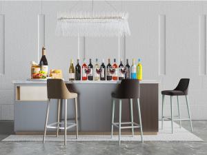 北欧灰色带有收纳的吧台