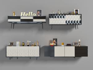 现代长方形带有凹凸立体纹理的电视柜