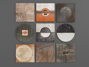 墙面方形、圆形凹凸纹理装饰挂件