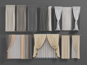 现代双扇散开、带有流苏的窗帘组合