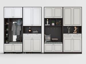 美式装饰黑色边框的玄关柜3d模型 美式装饰黑色边框的玄关柜