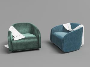 北欧绿色、蓝色天鹅绒单人沙发椅3d模型 北欧绿色、蓝色天鹅绒单人沙发椅