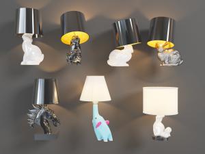 现代可爱不同姿势的兔子动物台灯