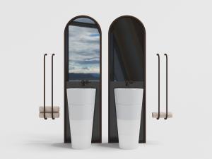 现代黑色镜框白色洗手盆和毛巾架3d模型 现代黑色镜框白色洗手盆和毛巾架