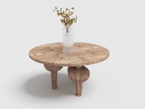 腿部装饰实木球的圆形茶几3d模型 腿部装饰实木球的圆形茶几