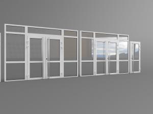 白色铝合金框架玻璃双开门、会议室大门