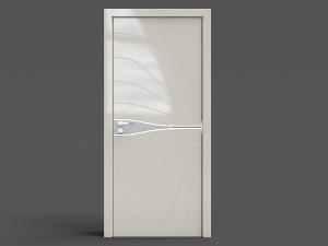 现代白色带有曲线纹理的卧室平开门