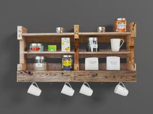 工业风墙面实木茶杯食品收纳罐置物架