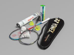 羽毛球拍、羽毛球和包装运动设备