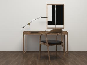 北欧实木极简书桌椅组合3d模型 北欧实木极简书桌椅组合