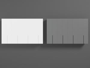 现代嵌入式拉手的白色、灰色衣柜