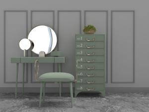 工业风怀旧绿色梳妆台和斗柜