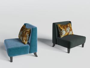 简欧没有扶手带靠垫的单人沙发