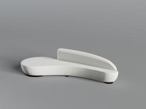 现代流线弧形白色多人沙发