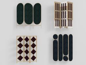 现代椭圆形、菱形金属边屏风