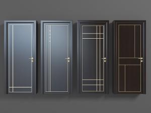 黑色镶嵌金色边的平开门