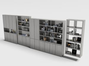 现代灰白色半开放式餐边柜