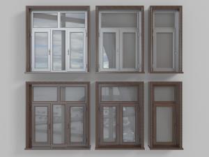 简欧带有实木边框的推拉窗、三扇窗组合