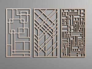 新中式回字形图案的隔断3d模型 新中式回字形图案的隔断