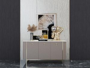 现代轻奢带有菱形纹理的端景台、饰品摆件3d模型 现代轻奢带有菱形纹理的端景台、饰品摆件