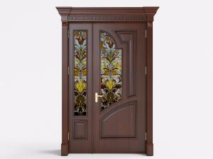 欧式装饰彩色玻璃子母门