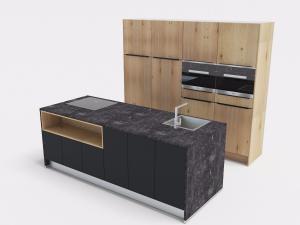 嵌有家电厨房高柜、厨房中岛