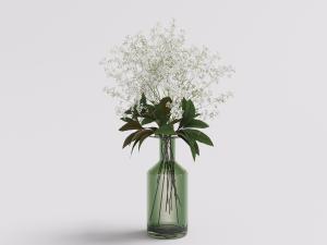 白色碎花和复古酒瓶状花瓶花卉