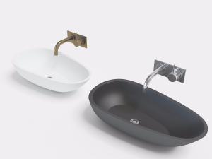 黑白椭圆形双盆吸收盆水龙头