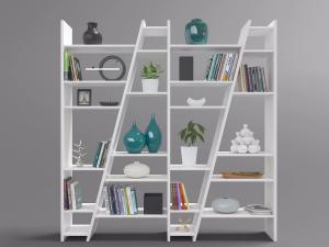 新中式白色几何拼接造型的收纳架