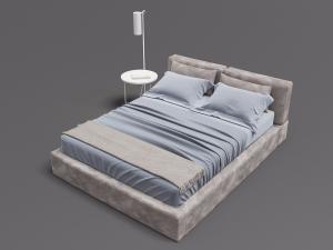 现代床垫式布艺软包双人床