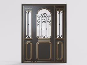 欧式铜制带有玻璃雕花的入户门