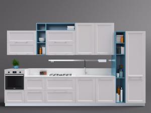 白色的现代厨房撞色整体橱柜