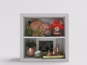 餐区墙面欧式方格双层收纳架