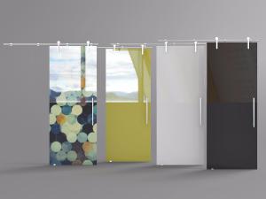 卫生间带有滑道的玻璃推拉门