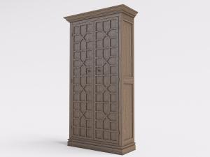 简欧带有六边形几何立体纹理的实木衣柜