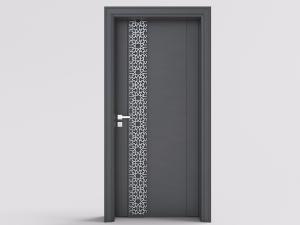 现代装饰点缀立体花纹的卧室平开门