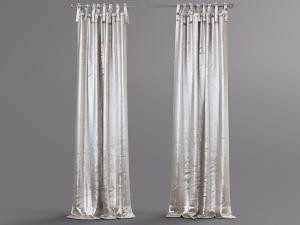 带有银色光泽的缎面窗帘杆窗帘